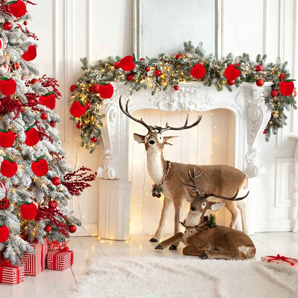 12 Packs Christmas Ornament Fake Red Apples - Xmas Tree Hanging Decorations - DropOnline.co