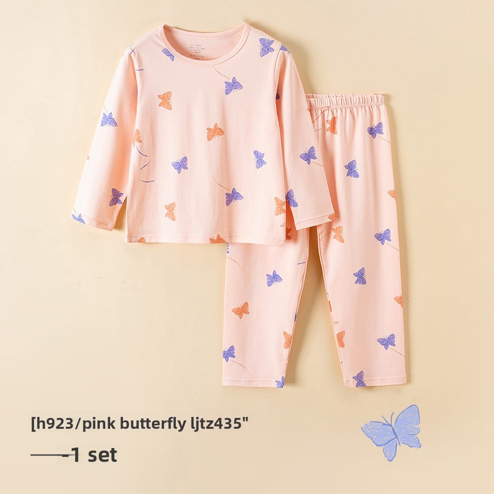 Children's Cotton Pajamas Set - Antibacterial Long Sleeve Sleepwear
