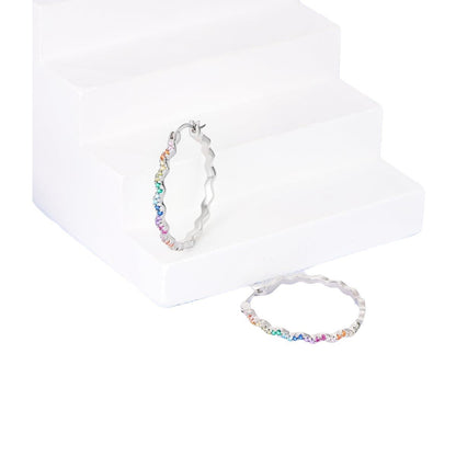 Geometric Simple Color Rhinestone Earrings Women's Fashion Wave Shape - DropOnline.co