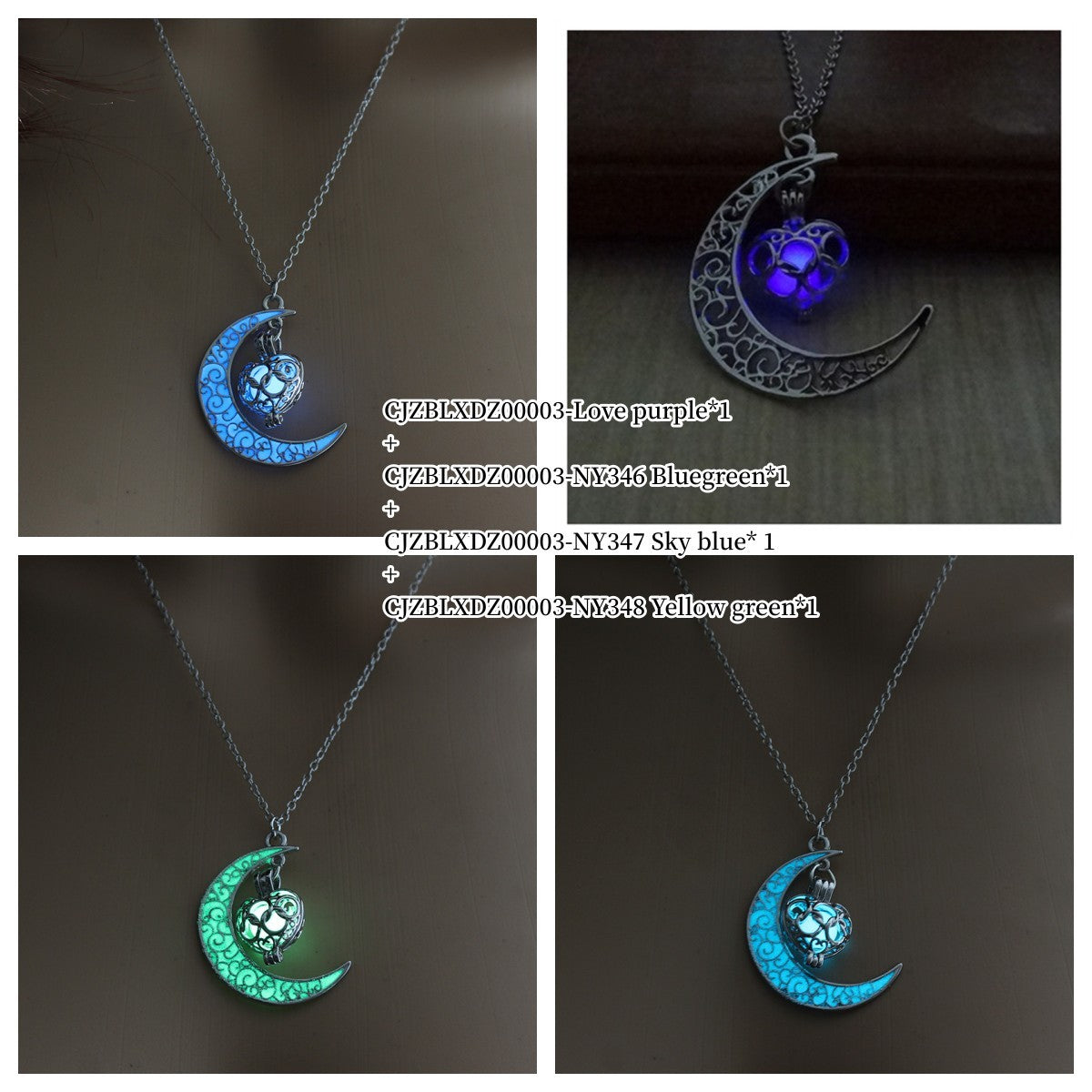 Glowing Pendant Necklace - Silver Plated Chain