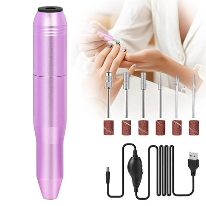 Portable Electric Nail Drill, Professional Nail File Kit For Acrylic, Gel Nails, Manicure Pedicure With Nail Drill Bits Sanding Bands Rose Gold - DropOnline.co