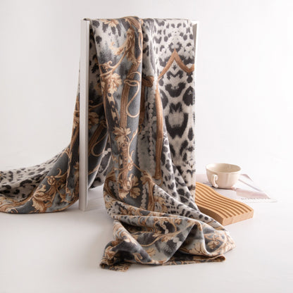 Leopard Print Artificial Cashmere Scarf Women's Warm Scarf Winter - DropOnline.co