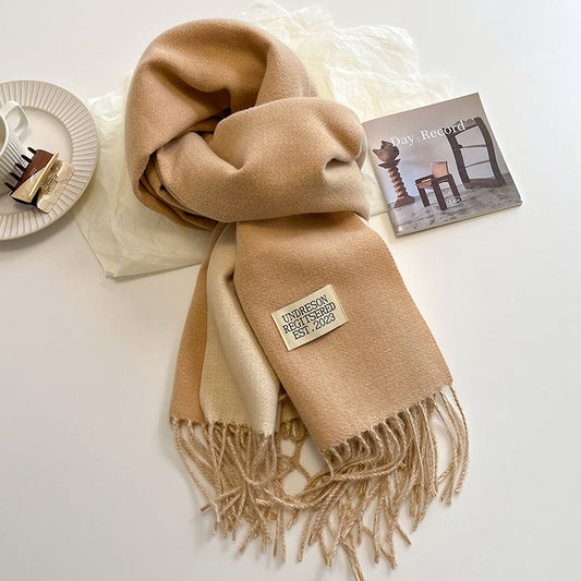 Double-Sided Artificial Cashmere Scarf - Women's Winter Warm Couple Scarf