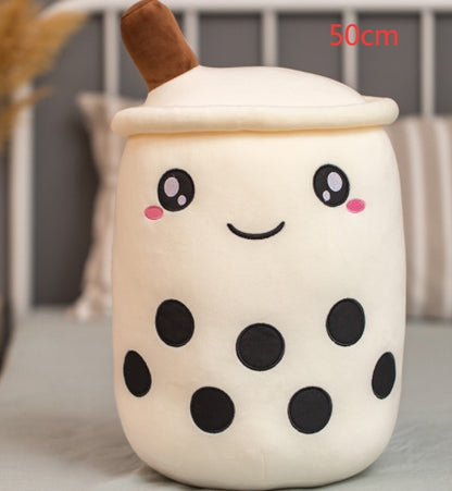 Boba Tea Plush Toy - Cute Strawberry Milk Tea Stuffed Animal Pillow Cushion for Kids - DropOnline.co