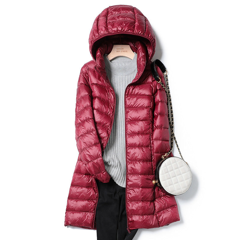 Mid-Length Lightweight Down Jacket for Women - Premium Insulated Coat