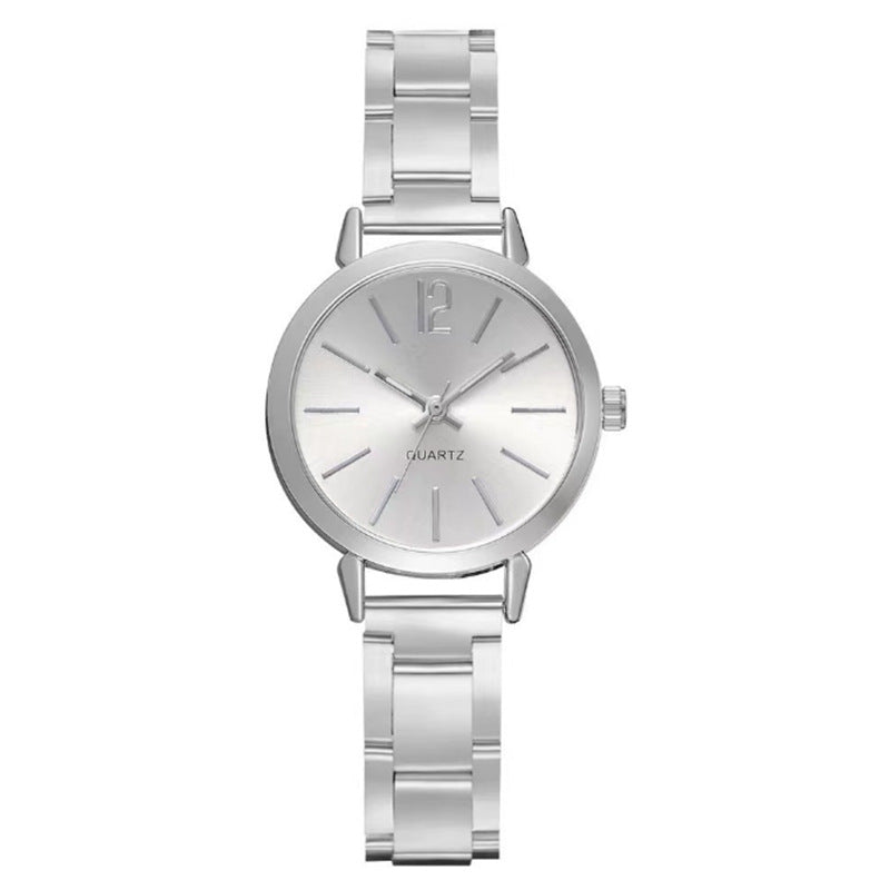 Gold Steel Band Quartz Watch - Elegant Bracelet Timepiece
