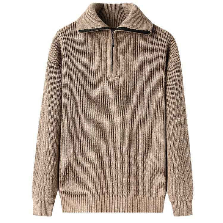 Polo Collar Men's Half Turtleneck Sweater