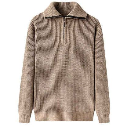 Polo Collar Men's Half Turtleneck Sweater