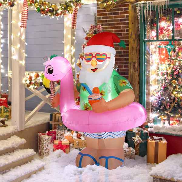 5.9ft Hawaiian Elderly Inflatable Christmas Decoration - 6 LED Lights - DropOnline.co