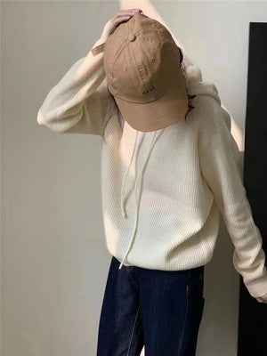 Casual And Versatile Women's Cashmere Hooded Knit Sweater