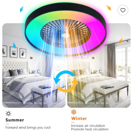 23 Inch Smart Ceiling Fan with LED RGB Lighting - App & Remote Control with Silent DC Motor
