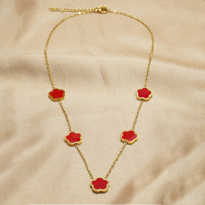 Lxalry 18K Gold Plated Five Leaf Clover Necklace   Modern Minimalist Stainless Steel Jewelry Hypoallergenic  Tarnish-Free Gift For Women Wife Mom  Everyday Luxury With Golden Aura - DropOnline.co