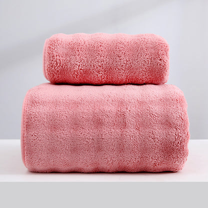 Wide Stripe Dark Stripe Coral Velvet Printing Towels Suit