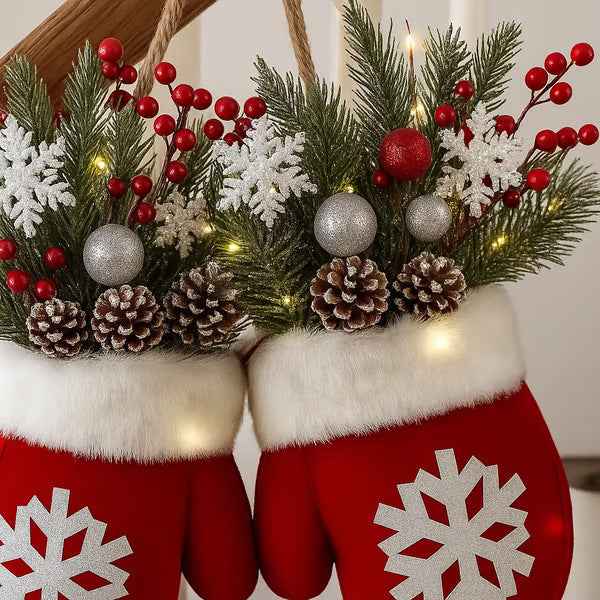 Christmas Gloves Candy Cane Holder - Festive Lollipop Crutch Ornament Decoration (30x27cm) - DropOnline.co