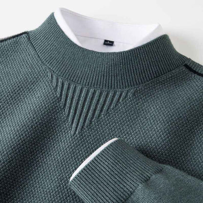 Men's Knitted Half-Turtleneck Inverted Triangle Jacquard Sweater