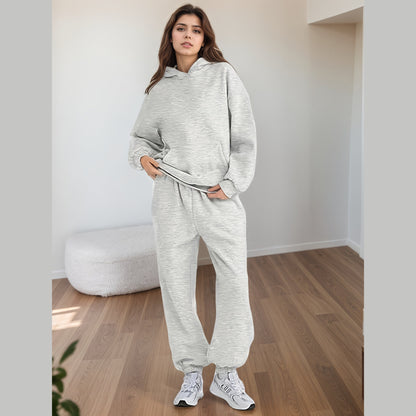 2025 Large Size New 2 Piece Outfits Lounge Hoodie Sweatsuit Sets Oversized Sweatshirt Baggy Fall Fashion Sweatpants With Pockets - DropOnline.co