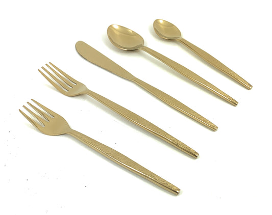 Vibhsa Ménagère 20 Pièces Dorées, Service pour 4 - Marteleé
