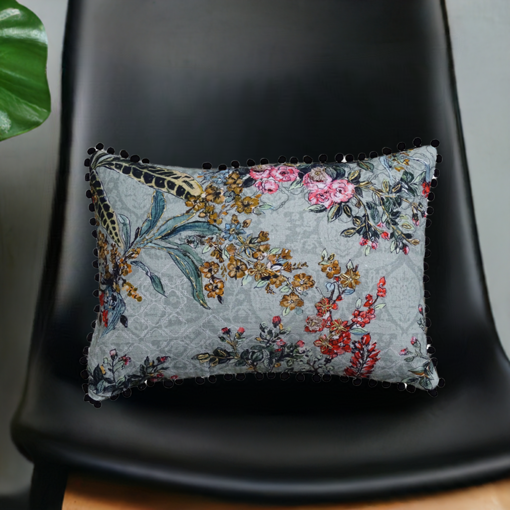Coussin décoratif illustré à la main, 14 po x 20 po