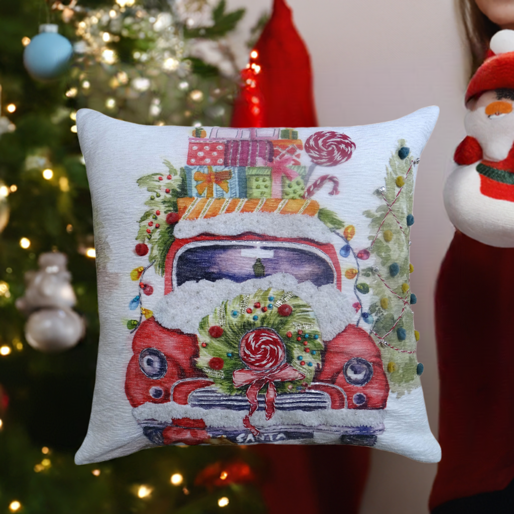 Coussin décoratif de Noël brodé 50 x 50 cm
