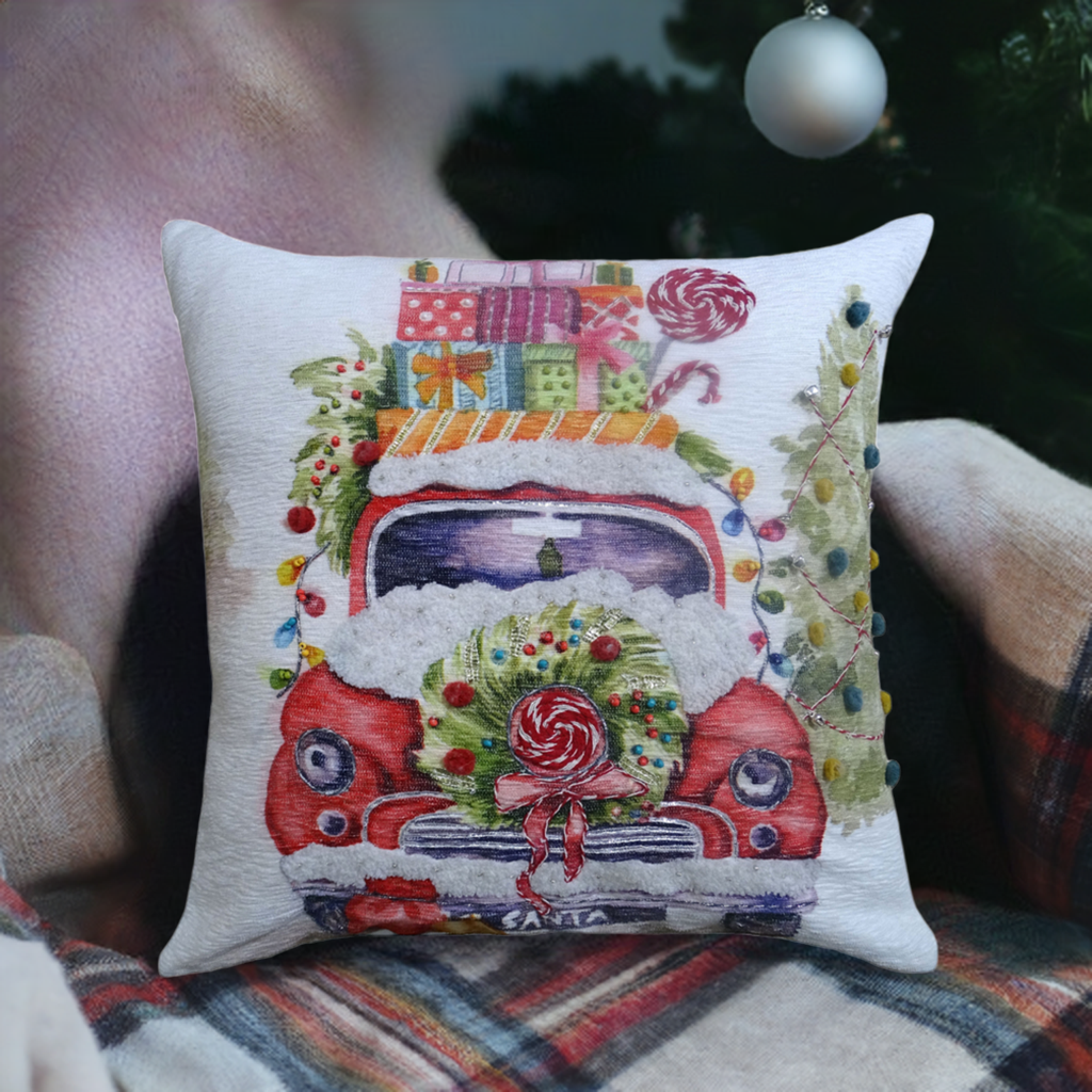 Coussin décoratif de Noël brodé 50 x 50 cm