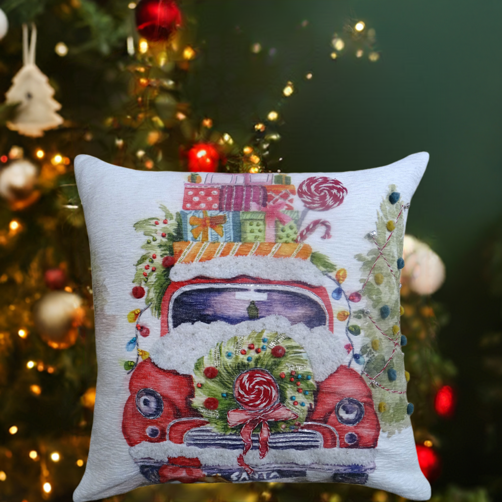 Coussin décoratif de Noël brodé 50 x 50 cm