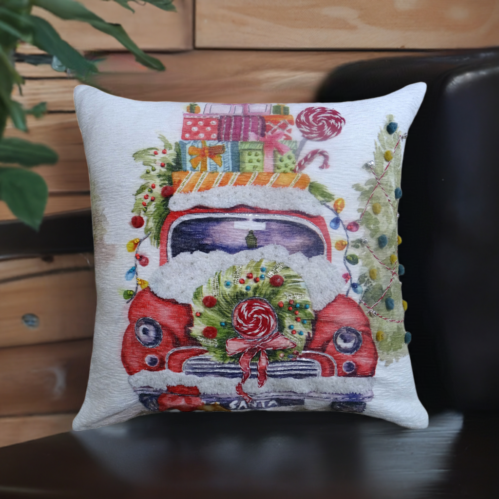 Coussin décoratif de Noël brodé 50 x 50 cm