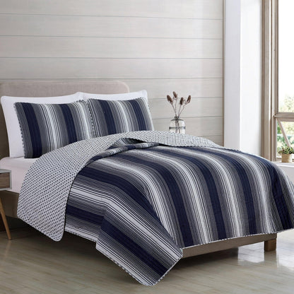 Everette Collection Ombre Striped Quilt Set
