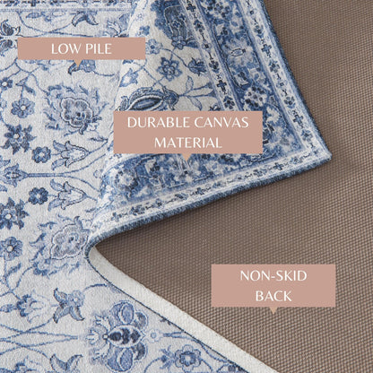 Floral Machine Washable Accent Area Rug & Runner 2 Pack - Matra Collection
