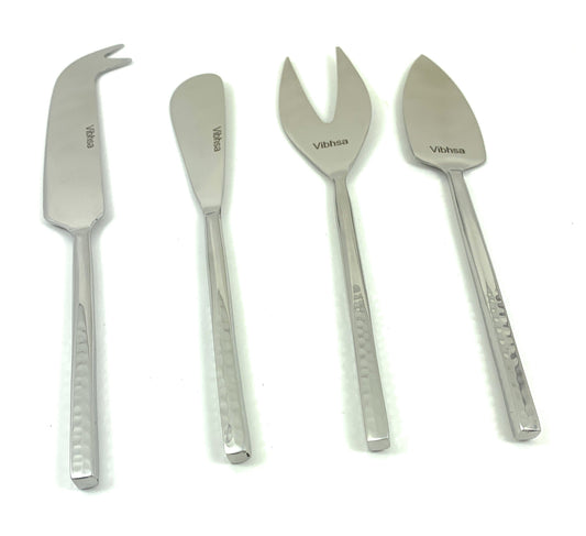 Service de 4 couteaux à fromage en acier inoxydable argenté