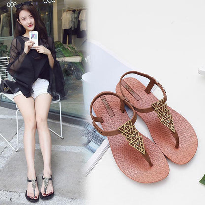 Summer Sandals Women New Flat Slides Flip Flops Seaside Vacation Shoes Woman Beach Flat Style Casual Sandals Slippers Beach Shoes Dress Summer Beach Shoes Thong Slippers